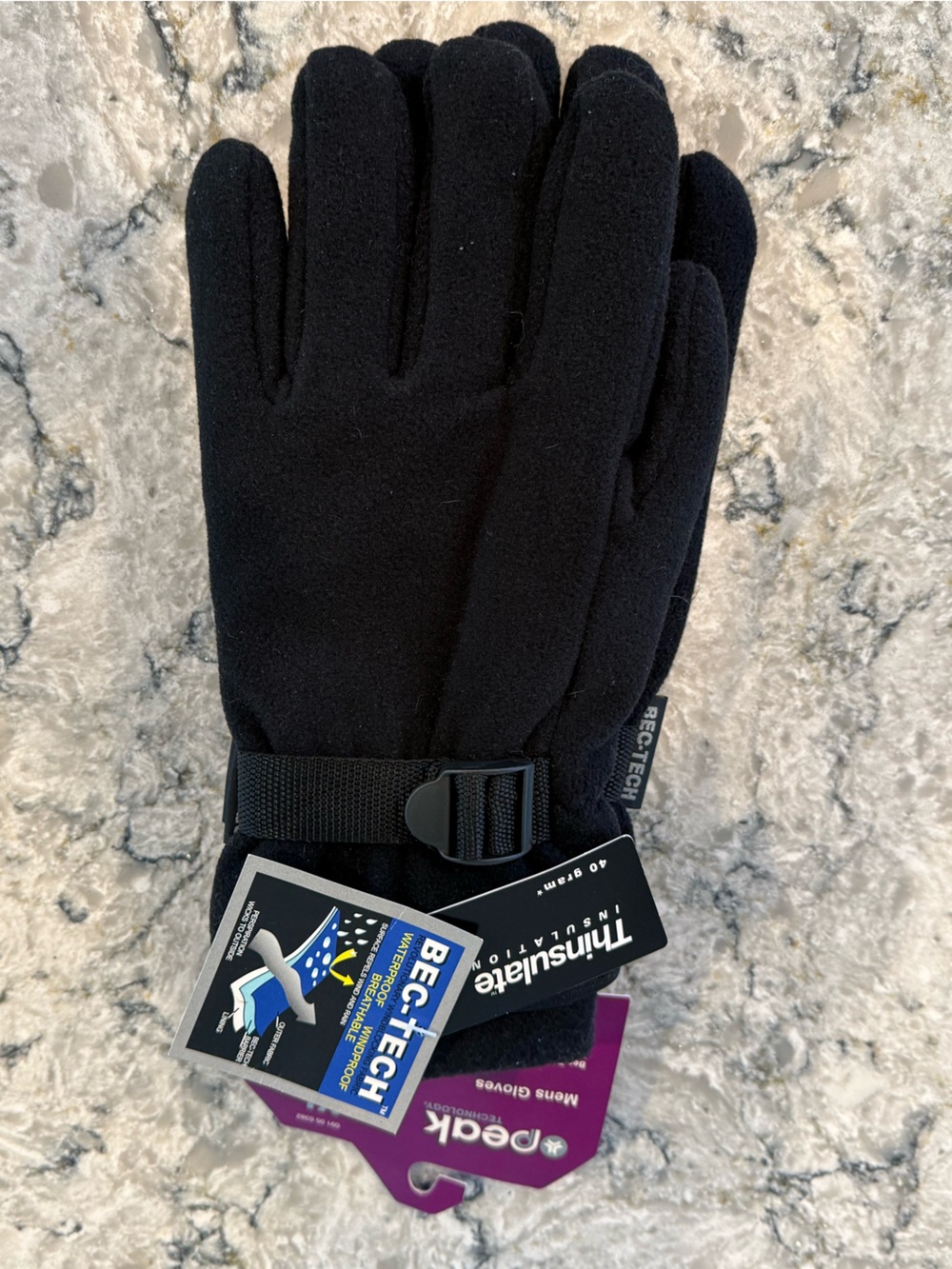 Men’s Black Insulated Gloves with BEC-TECH Thinsulate